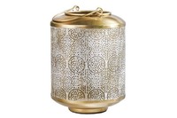Windlicht Eisen Ø 18 Cm Weiß Gold Handarbeit Orientalisch Kerzenhalter Laterne