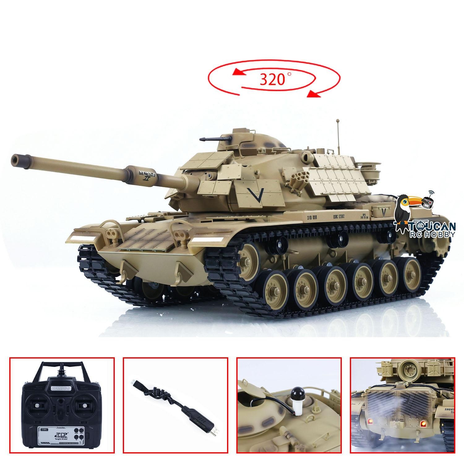 US Stock 1/16 RTR Battle RC Tank M60A1 ERA USA Model 320&deg;Ro