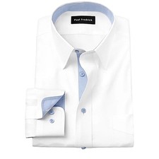 NWT Paul Frederick Tailored Fit White Comfort Stretch Non-iron Dress Shirt 18/34
