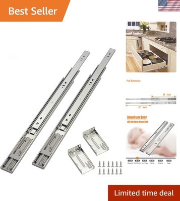 22 Inch Side Mount Drawer Slides - 5 Pairs with Soft Close Feature for Easy Use
