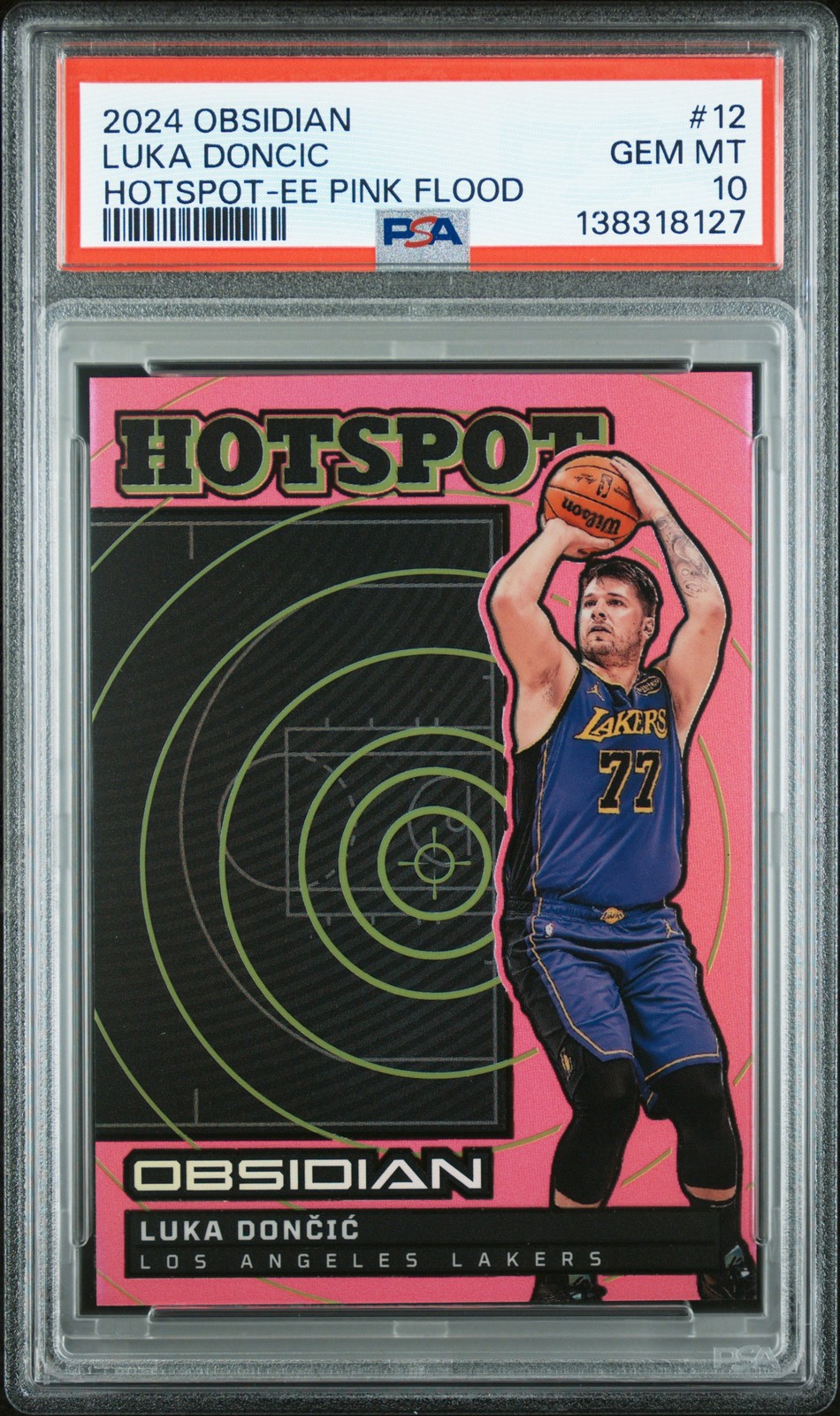 2024 PANINI OBSIDIAN HOTSPOT EE PINK FLOOD #12 LUKA DONCIC 27/49 PSA 10