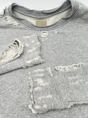 MOTHER The Big Easy Distressed Sweatshirt M Caught Running Gray Crewneck