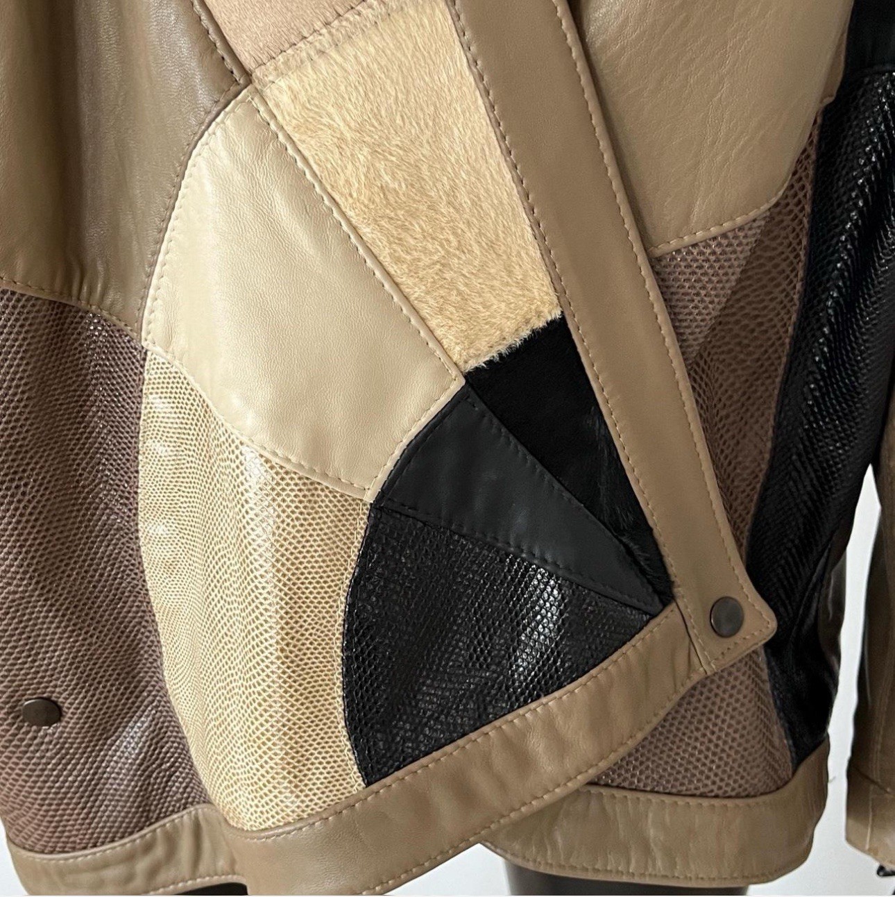 Vintage Leather Patchwork Jacket - image 5