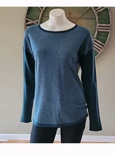 Smartwool Shadow Pine Colorblock Sweater In Twilight Blue Breathable 30% Merino