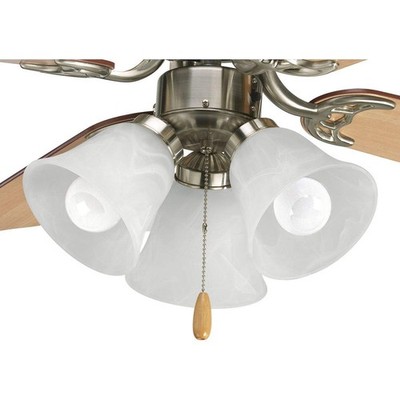 Progress Lighting AirPro Collection Three-Light Ceiling Fan Light,Brushed Nickel
