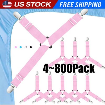 4Bed Sheet Fasteners Adjustable Elastic Suspenders Straps Mattress Covers Clips