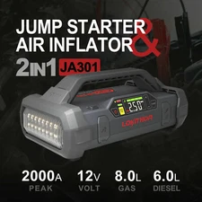 LokiThor JA301 2000A 12V Car Jump Starter With 150PSI Air Inflator + Flashlight
