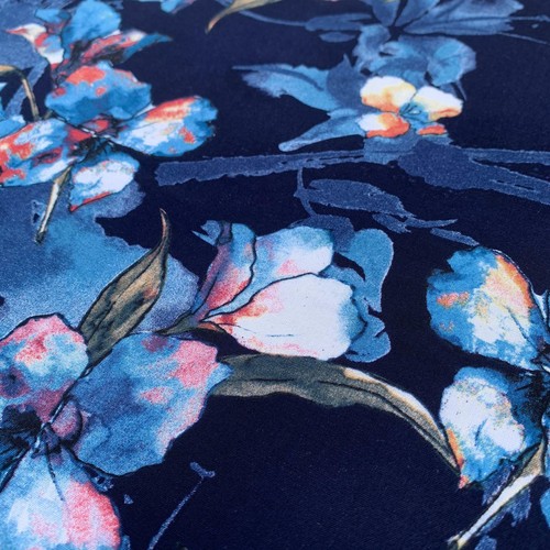 Floral Abstract Botanical 100% Digital Viscose Challis Soft Draping Dress Fabric - Picture 75 of 111