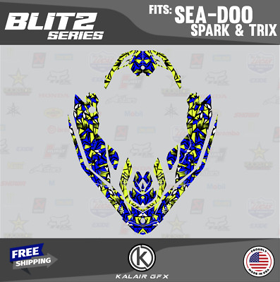 Graphics Kit for SEA-DOO SPARK TRIXX JETSKI ALL YEARS 16MIL Blitz Series - Blue