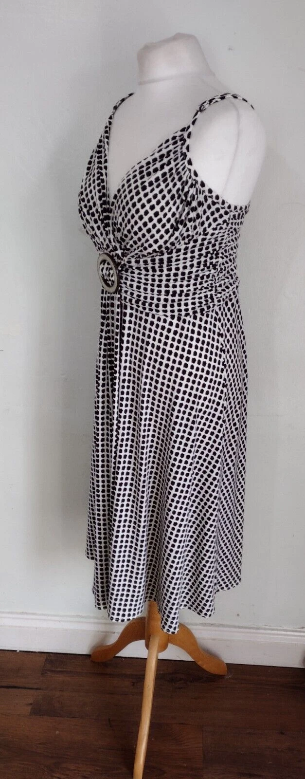 OFF WHITE ABITO LUSINGHIERO LINEA taglia 12 MARRONE e BIANCO SPORCO piccolo check elasticizzato