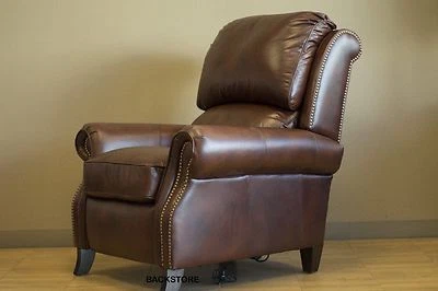 Barcalounger Churchill II Double Fudge Top Grain Leather Manual Recliner Chair