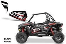 AMR Racing Graphic Wrap FOR Polaris RZR 1000 UTV OEM Door Inserts 2014 BLACK PRL