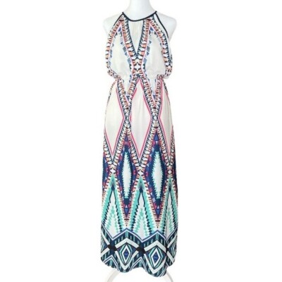 Skies are Blue Hypnotic Beauty kaleidoscope White Maxi Dress Size S
