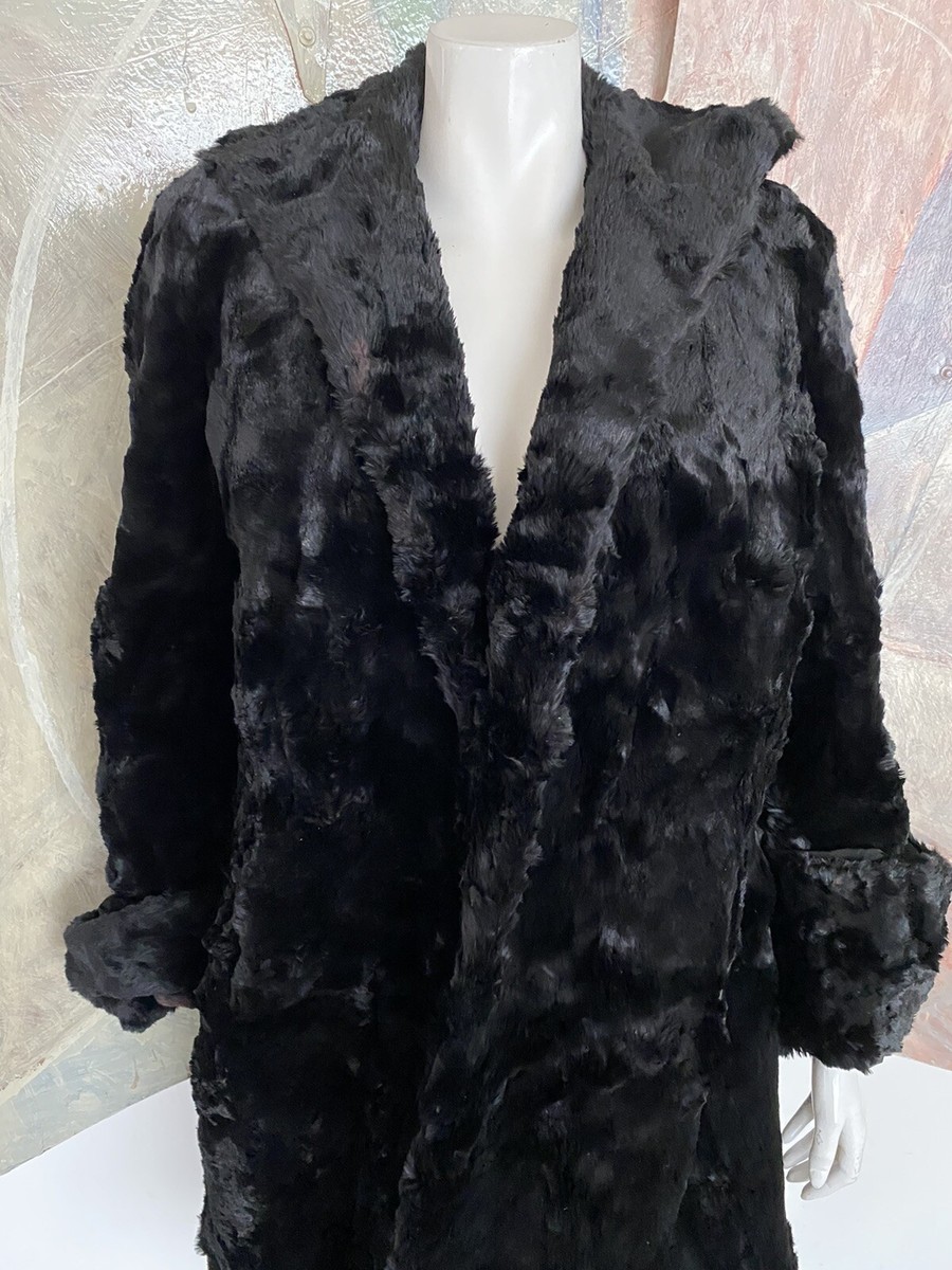 Vintage I.J. Fox Black Persian Lamb & Mink Fur Womens Jacket Coat