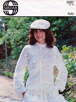 ~ Sirdar Strickmuster für Damen Spitzenpullover mit Rautenpasse ~ 32'' ~ 42'' ~ Hinweis