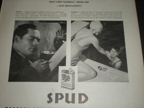 1932 LADIES SMOKING IN SWIMMING POOL SPUD CIGARETTE TOBACCO trade print ad - Picture 2 of 3