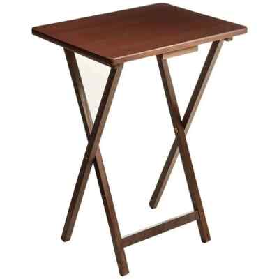 Indoor Single Folding TV Tray Table - Walnut L 19 x W 15 x H 26