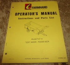 1968 farmhand 220 mixer-feeder box operators manual good used
