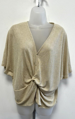 NEU! M&S Marks & Spencer UK16 UK18 Gold Glitzer Strick Kurzarm Oberteil