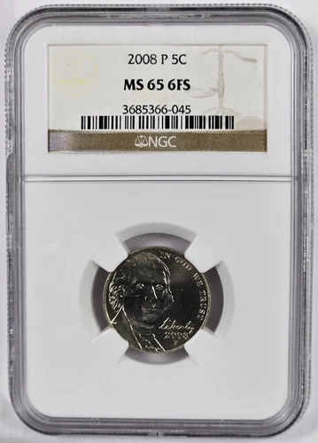 2008 P Jefferson Nickel *** NGC MS 65 6FS