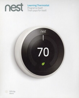 SEALED Google Nest 3rd Gen Learning Thermostat T3017US White UPC 813917020203 A+