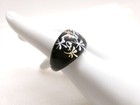Lucite Dome Ring Fireworks? Cocktail Clear Reverse Painted  Black Vintage 7.25 — photo 3