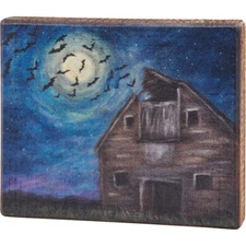 Barn Bats Halloween Wood Block Sign | Primitives by Kathy
