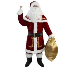 Deluxe Velvet Adult Santa Suit for Men 12PCS Set Christmas Santa Clause