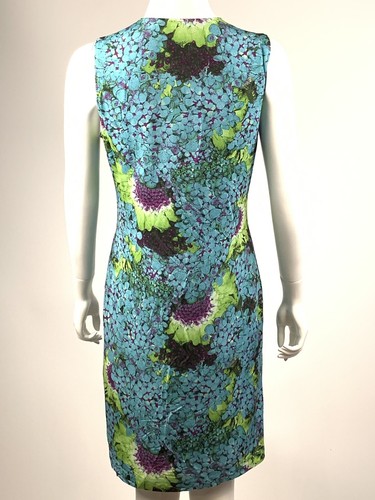 ROBERTO CAVALLI CLASS Dress US 10 IT 44 UK 12 Green Aqua Floral Stretch D2 - Picture 2 of 5