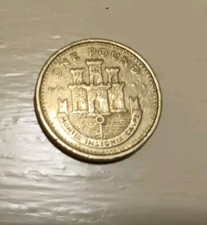 2002 Gibraltar £1 One Pound Coin Gibraltar Coat of Arms Castle & Key Circulated