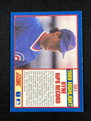 2時間限り！タイムセール‼️格安‼️RINCON リンコン セミドライ ML～MLB 1990 Score Ryne Sandberg #561 Error Card No Position Chicago Cubs