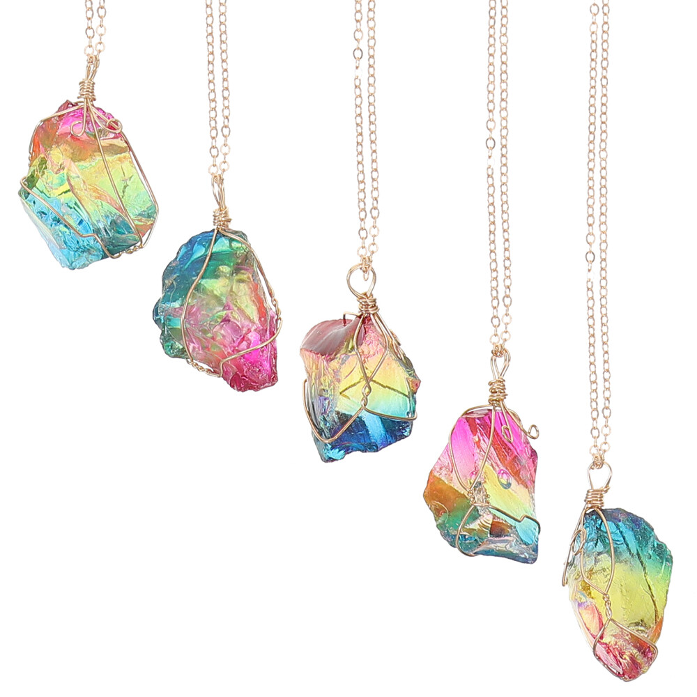 5pcs Natural Crystal Stone Hanging Ornament Delicate Natural Stone Decoration