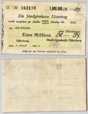 1 Million Mark Banknote City Girokasse Elsterberg 9.8.1923 (121888)