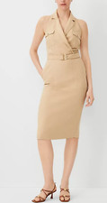 NEW ANN TAYLOR BAGUETTE COLLARED SLEEVELESS SHEATH DRESS SZ 8