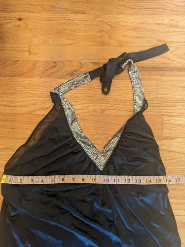 BCBGMaxAzria PAILTER ABITO IN JERSEY ACETATO NERO ARGENTO POSTERIORE APERTO TAGLIA S - Foto 7 di 8