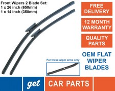 Front Wiper Blades (26" + 14") for Renault Clio MK4 from 2012 onwards Exact Fit
