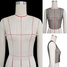 Top Senza Maniche In Rete Per Donna Canotta Con Perline Di Strass Trasparente