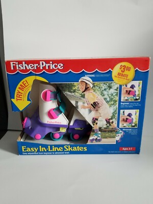 Fisher-Price Easy In-Line Skates 1994 Rollerblades Vintage White Purple  Pink