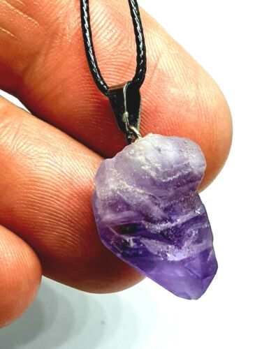 Raw Amethyst Crystal Necklace Pendant Freeform Natural Small Gemstone Spiritual - Picture 6 of 15