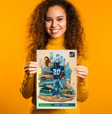 Barry Sanders Detroit Lions Running Back NFL Football Downtown Poster Canvas