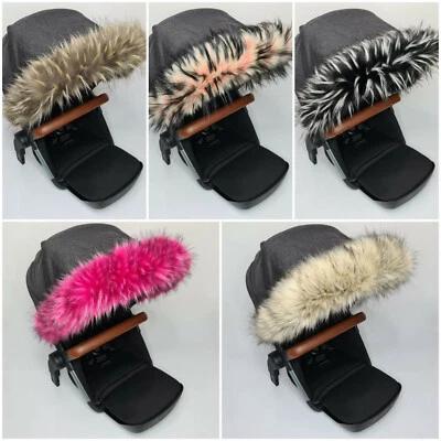 Luxus KUNSTFELL Kinderwagenverkleidung für Kinderwagen Buggy Kinderwagen Kapuze Zubehör