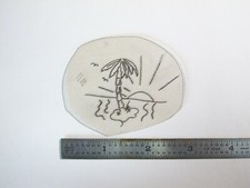 vtg 1960s 1970s Tattoo Flash acetate stencil Sunset Palm and Birds signed OC1