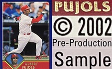 Marketplace image: © 2002 Albert Pujols Topps Preproduction Sample Superfractor 1/1 Cardinals GOAT