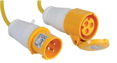 16A, 110V, Cee Extension Cable Socket Plug, 2P+E, Yellow, 14m - PELB0130