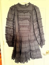 Ulla Johnson Black Lace-Trim Mini Dress 2