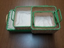 3-Piece Rectangular  Scalloped  Hyacinth Wick...