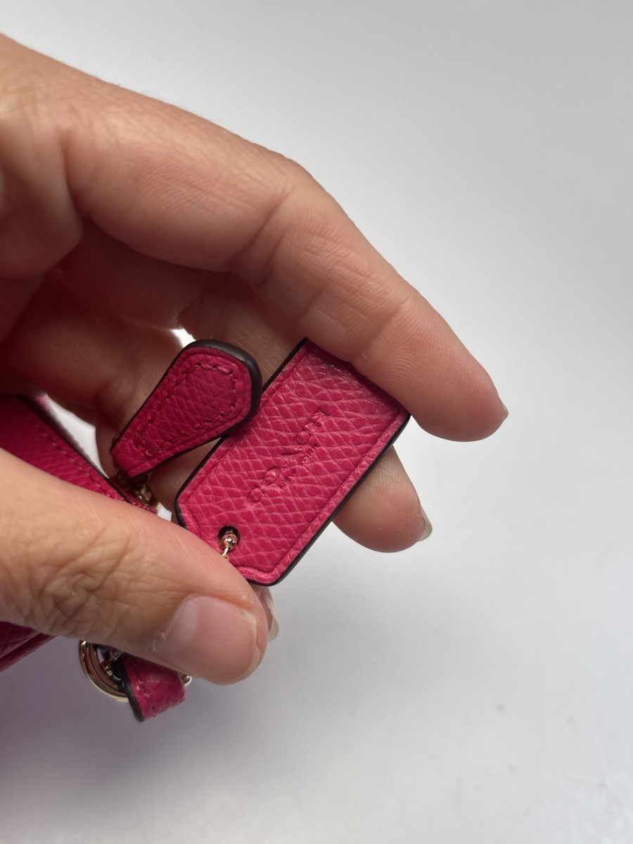 PinkRabbit ① COACH F54626 Leather PVC Corner Zip Small Wristlet Pink Ruby
