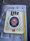 Miller Lite Pilsner Beer Sign 1970s Plastic Bar Pub Advertising Vintage 16 x 12"