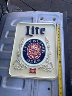 Miller Lite Pilsner Beer Sign 1970s Plastic Bar Pub Advertising Vintage 16 x 12"