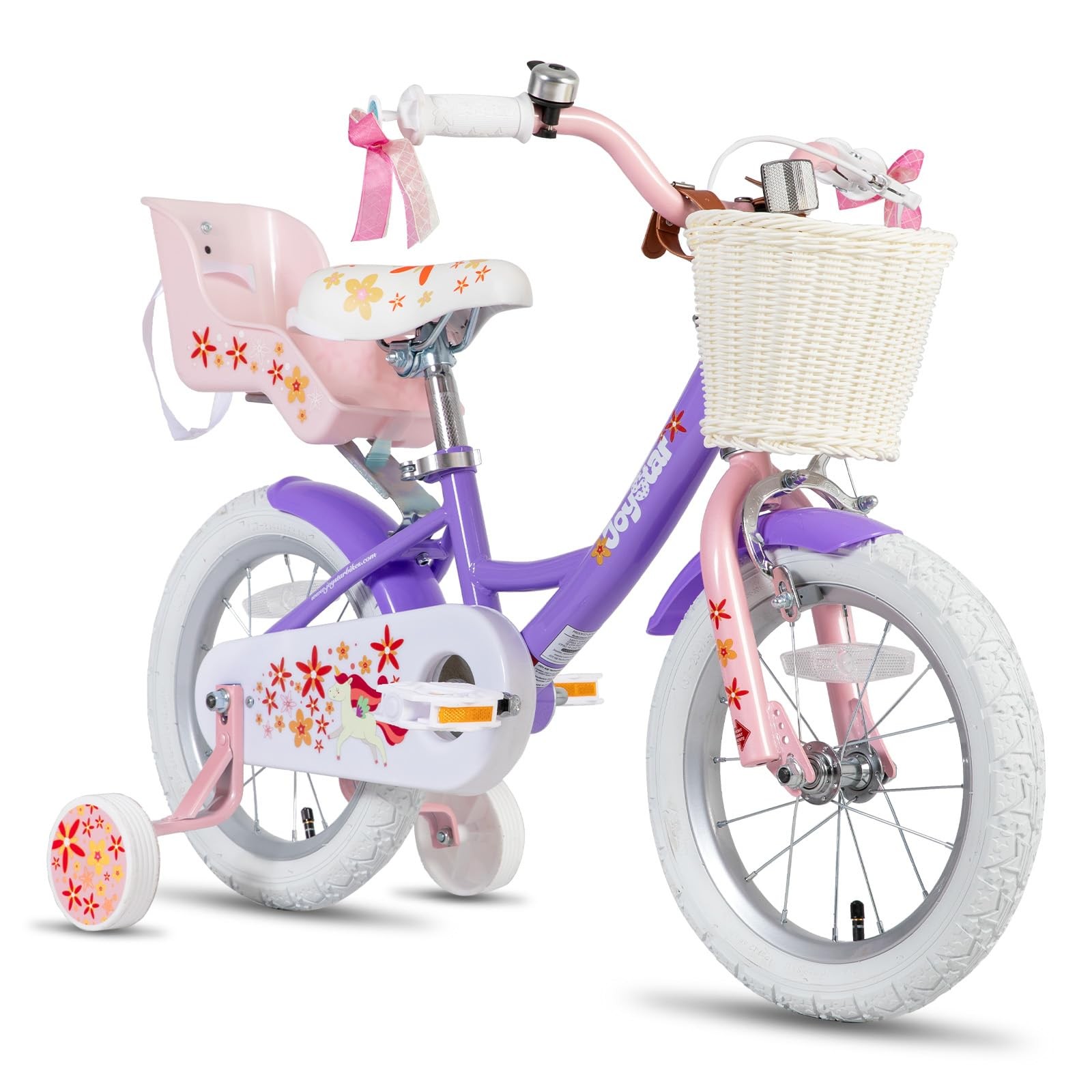 Unicorn 12 Inch Kids Bike for 2-4 Year Old Girls with Training Wheels, Prince...
